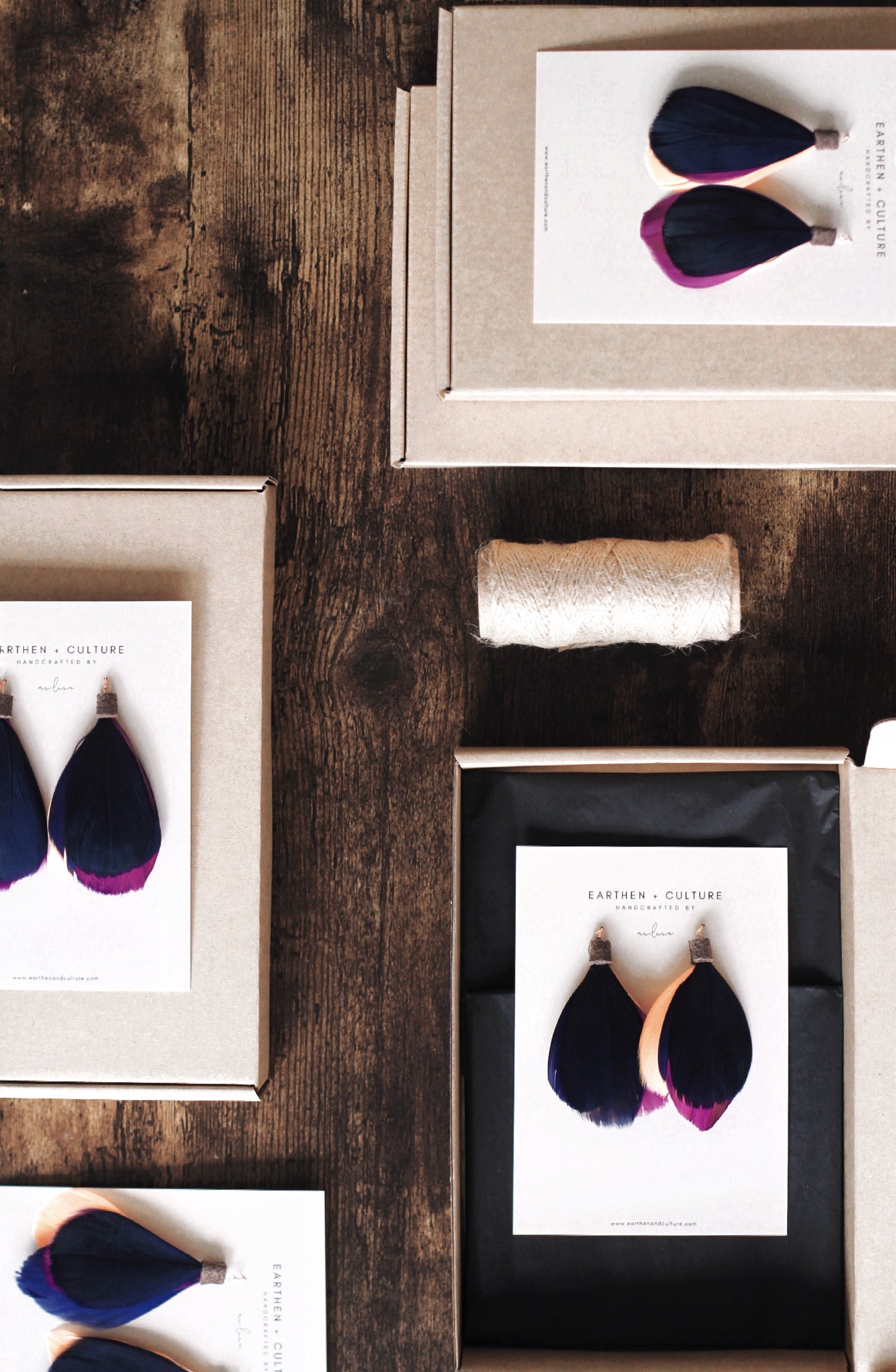 Pheasant Feather Earrings — Blue Orange Magenta Feather Bohemian Wedding Boho Hippie