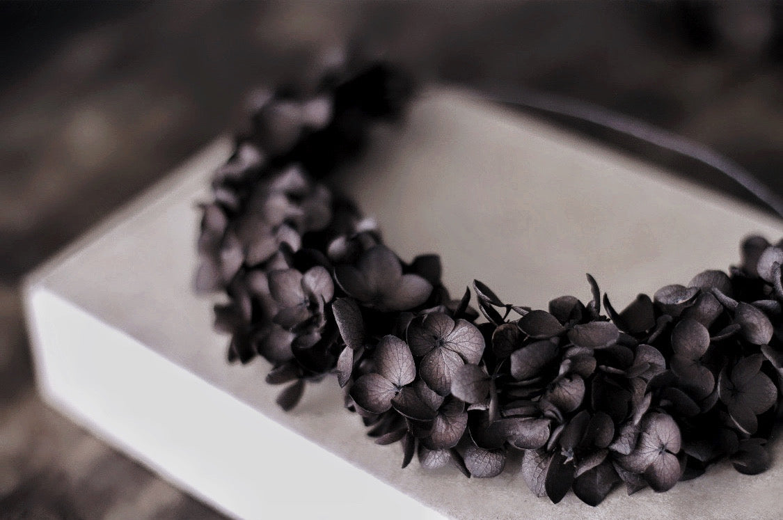 Boho Bridal Antique Brown Flower Crown, Hydrangea Headband for Brides, Flower Girl Crown, Floral Hair Accessories