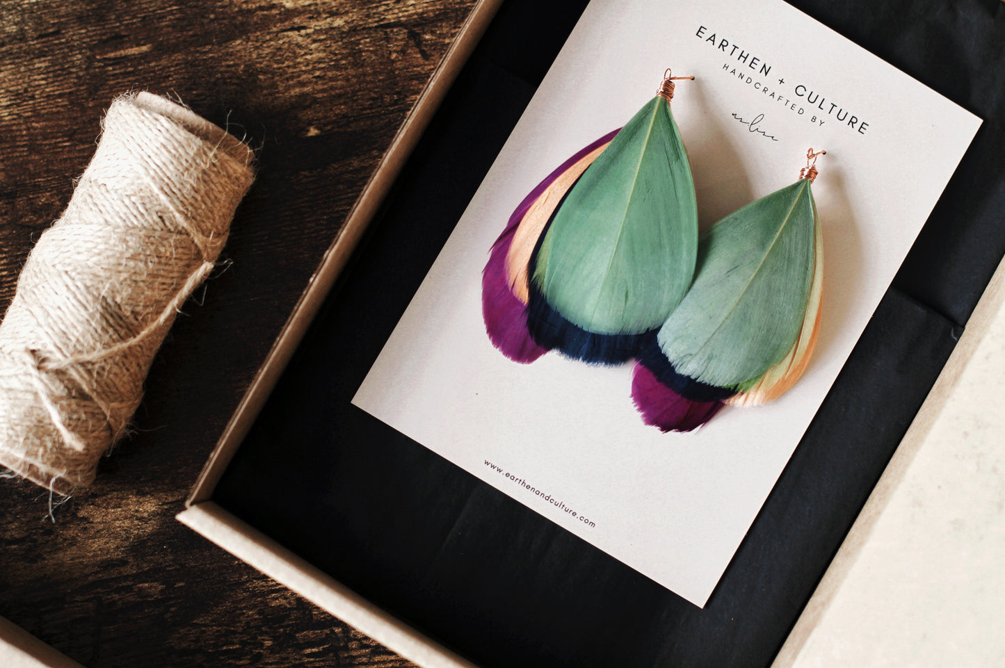 Burano — Pistachio Orange Royal Blue Magenta Pheasant Feather Earrings Bohemian Wedding Festival