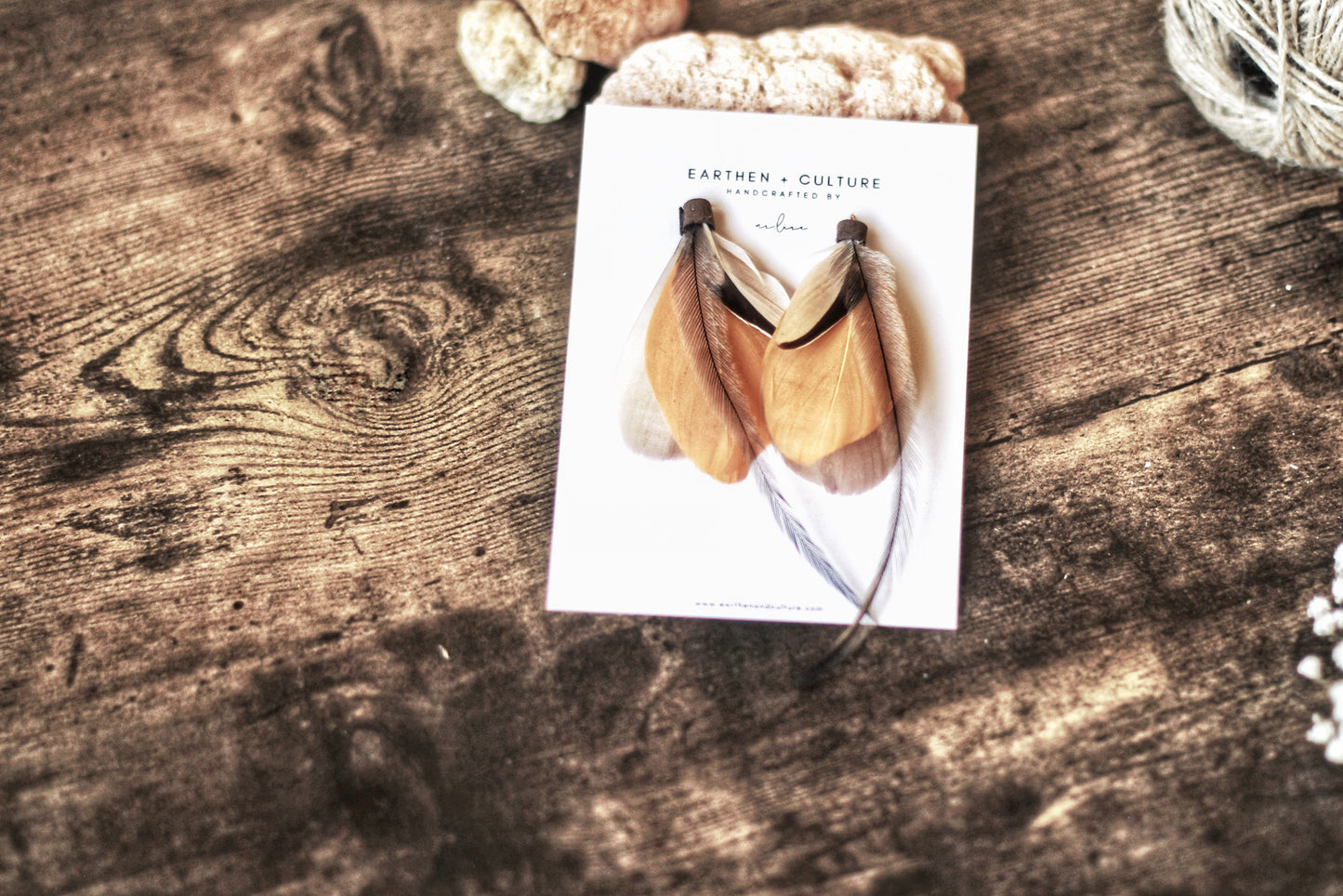 Marseille —— Peach Tan Feather Earrings