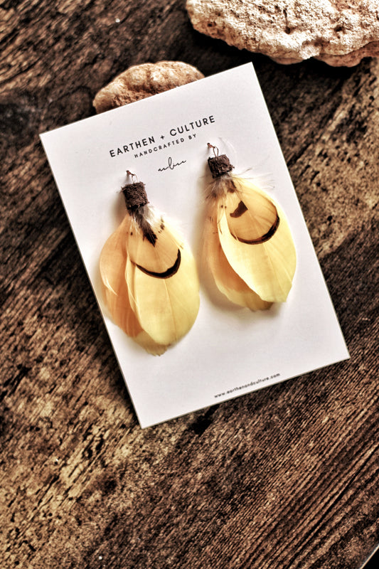 Vilnius —— Golden Yellow and Orange Feather Earrings